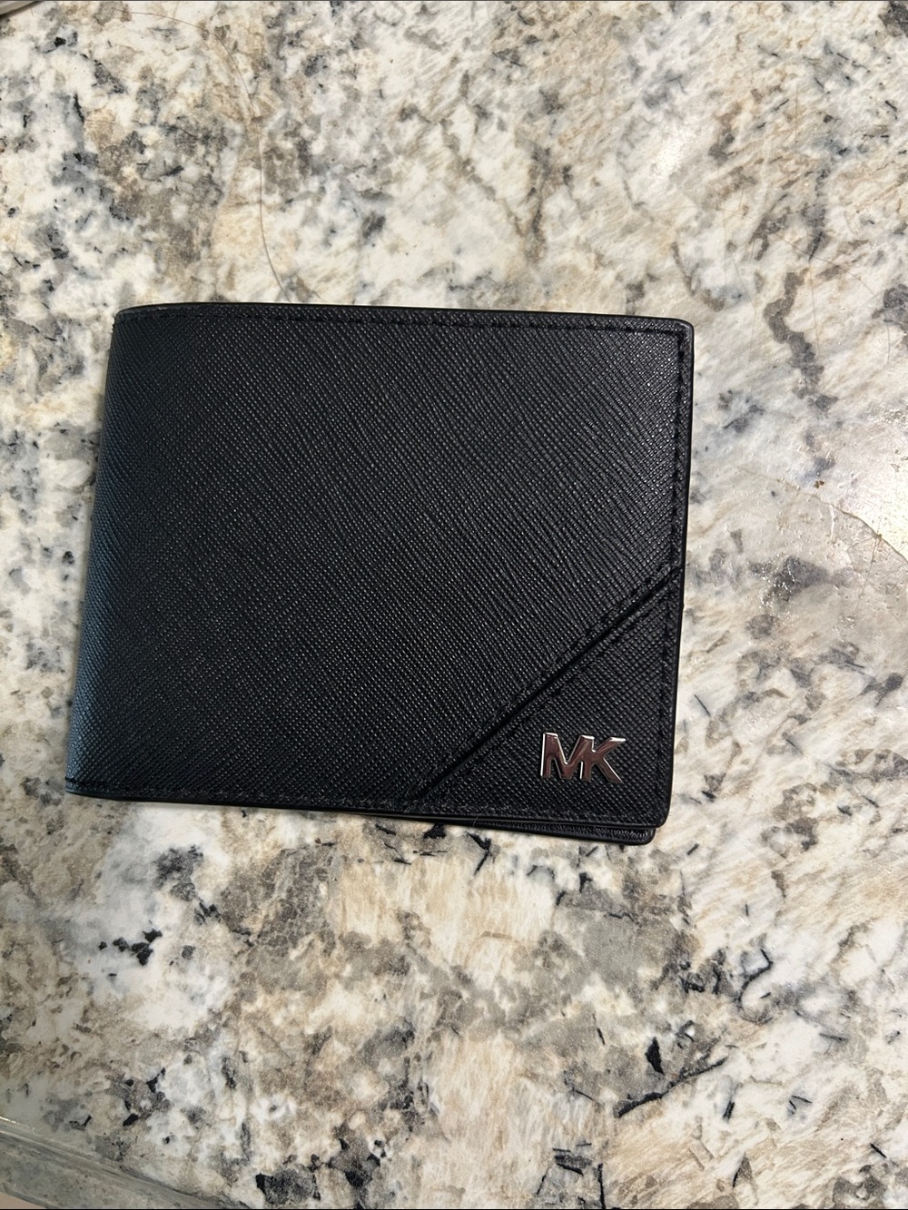 Michael Kors Black Saffiano Leather Bi-Fold Card & Key Wallet